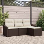 vidaXL Ensemble de canapé de jardin 4 Pièces Marron Poly rotin
