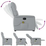 vidaXL Fauteuil de massage inclinable Gris clair Tissu