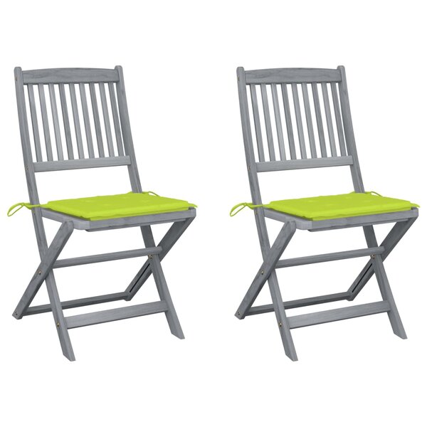 vidaXL Chaises pliables d'extérieur lot de 2 et coussins Bois d'acacia