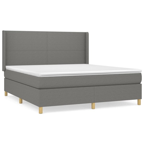 vidaXL Sommier à lattes de lit avec matelas Gris foncé 180x200cm Tissu