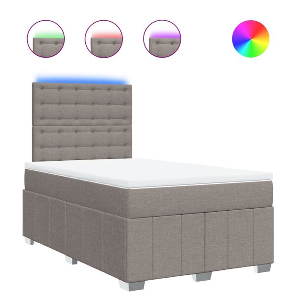 vidaXL Sommier à lattes de lit avec matelas taupe 120x190 cm tissu