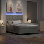 vidaXL Lit à ressorts avec matelas Gris clair 160 x 200 cm Velours