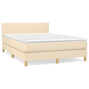 vidaXL Sommier à lattes de lit avec matelas Crème 140x200 cm Tissu