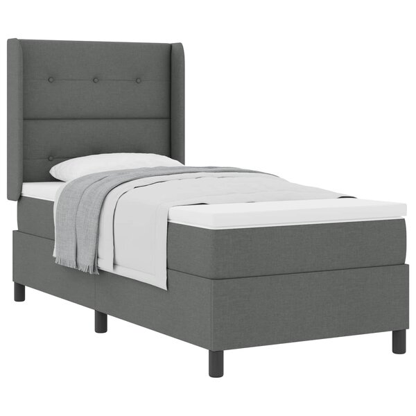 vidaXL Lit à ressorts avec matelas Gris foncé 200 x 80 cm tissu