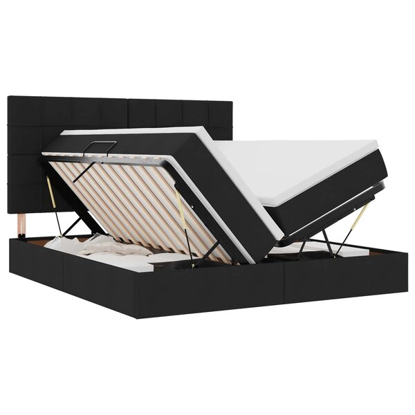 vidaXL Lit de rangement LED avec matelas Noir 200 x 200 cm Tissu