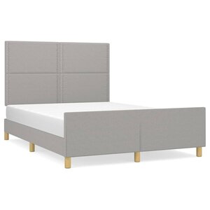 vidaXL Cadre de lit avec tête de lit Gris clair 140x190 cm Tissu