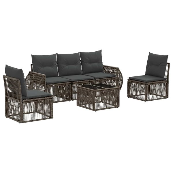 vidaXL Ensemble de canapé de jardin 6 Pièces Gris et Gris foncé polyrotin