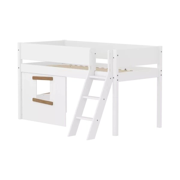 Flexa WHITE Lit mi-hauteur echelle inclinee & facades Lit Cabane Blanc