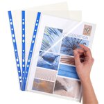 Sachet De 25 Pochettes Perforées Stop Doc Ouverture En Coin - Polypropylène Lisse 6/100e - A4 - Cristal - X 4 - Exacompta