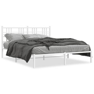 vidaXL Cadre de lit métal sans matelas et tête de lit blanc 160x200 cm