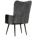 vidaXL Chaise à oreilles Noir et gris Cuir véritable