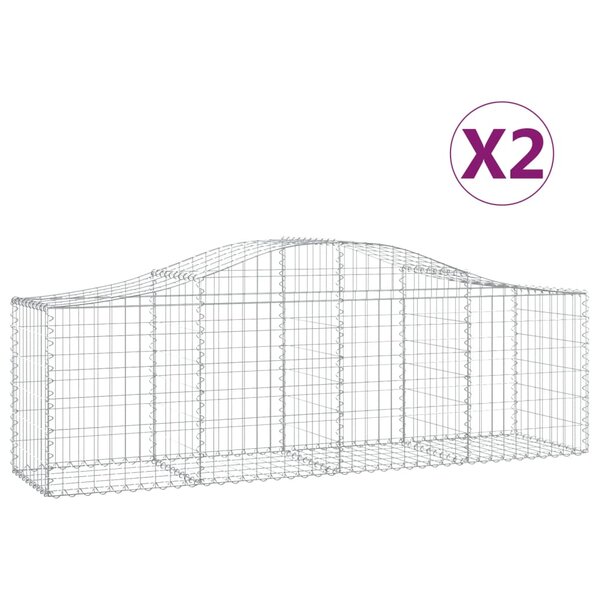 vidaXL Paniers à gabions arqués 2 Pièces 200x50x60/80 cm Fer galvanisé
