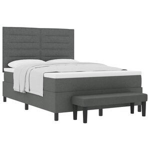 vidaXL Lit à ressorts avec tête de lit Gris foncé 140 x 200 cm tissu