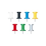 Boîte De 25 Épingles Push Pins - Hauteur De Pointe 7mm - 10mm De Diamètre - Couleurs Assorties - Exacompta