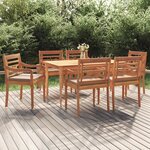 vidaXL Ensemble à manger de jardin coussins 7Pièces Bois de teck solide