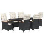 vidaXL Ensemble de salle à manger de jardin 7 pièces avec coussins en poly rattan noir.