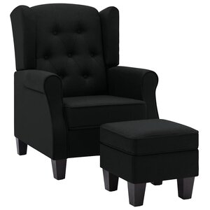 vidaXL Fauteuil avec repose-pied Noir Tissu