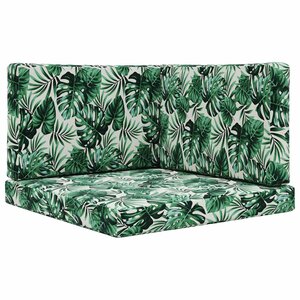 vidaXL Coussin de canapé d'extérieur 3 Pièces Motif feuille Polyester