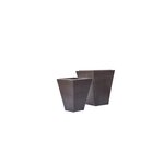 Cache-pot trapeze en résine tressée - 40 x 40 x 50 cm - Marron Naturel