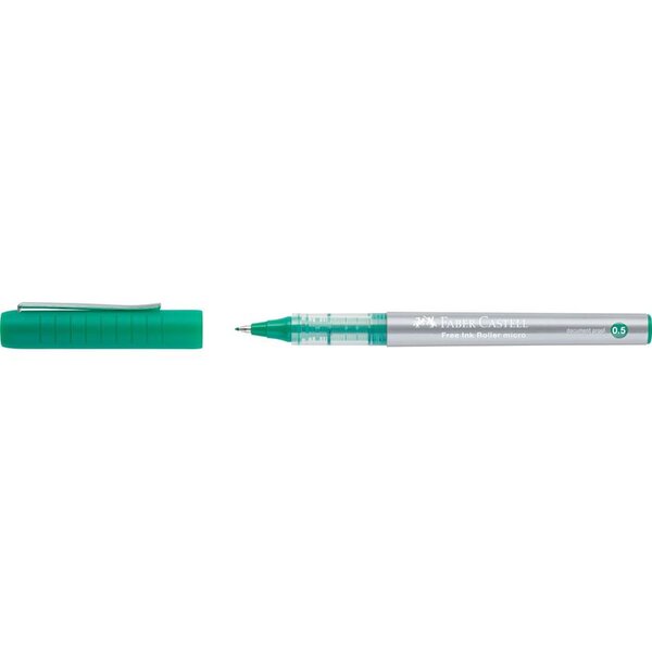 Faber-Castell Roller Free Ink Stylo à bille à encre liquide - Pointe conique 0 5 mm - Largeur de trait extra fine - Clip en métal - Couleur verte