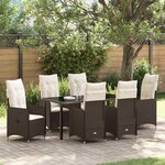 vidaXL Ensemble de salle à manger pour jardin 7 Pièces Marron Poly rotin