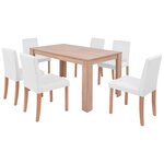 vidaXL Table et chaises 7 Pièces Cuir synthétique Chêne Couleur crème