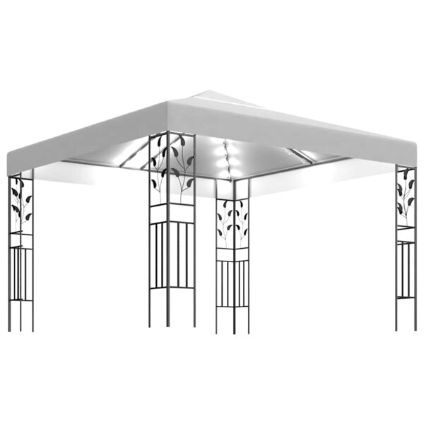 vidaXL Tonnelle avec guirlande lumineuse à LED 3x3 m Blanc