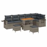 vidaXL Ensemble de canapé de jardin 9 Pièces Gris polyrotin