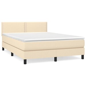 vidaXL Sommier à lattes de lit avec matelas Crème 140x200 cm Tissu