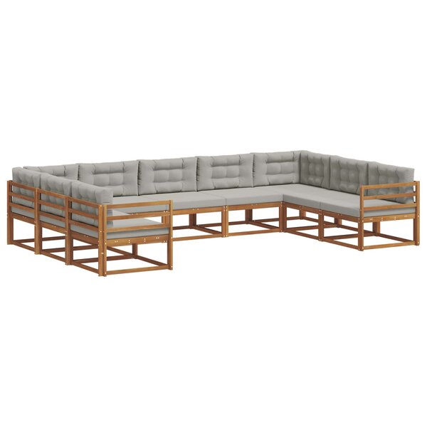 vidaXL Ensemble de canapés d'extérieur 9 pc Gris Naturel et Clair
