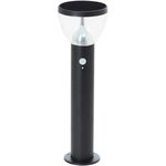 Borne extérieure LED et solaire - Détecteur de mouvement - inox et plastique - 4 W - Noir