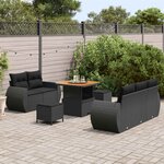 vidaXL Ensemble de canapé de jardin avec coussin 8 Pièces Noir polyrotin