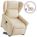 vidaXL Fauteuil inclinable électrique crème tissu