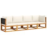 vidaXL Ensemble de canapés de jardin 4 pièces avec coussins en bois d'acacia et rotin