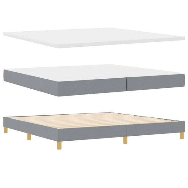 vidaXL Lit à ressorts avec matelas Gris clair 200 x 200 cm tissu