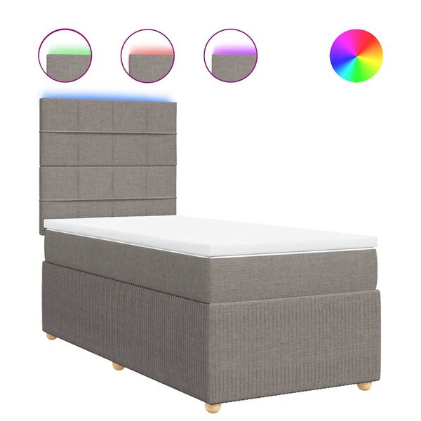 vidaXL Sommier à lattes de lit avec matelas Taupe 80x200 cm Tissu