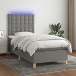 vidaXL Sommier à lattes de lit et matelas et LED Gris foncé 90x190 cm