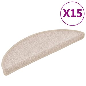 vidaXL Tapis d'escalier 15 pièces 56 x 17 x 3 cm Taupe Demi-rond