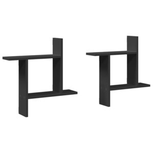 vidaXL Étagères murales 2 Pièces noir 50x12x50 cm bois d'ingénierie