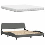 vidaXL Lit avec matelas Hanko gris foncé 180x200 cm tissu