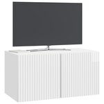 vidaXL Meuble TV mural Montage mural Blanc brillant 59 5 x 31 x 30 cm