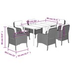vidaXL Ensemble à manger de jardin et coussins 7 Pièces gris clair rotin