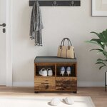 vidaXL Banc d'entrée avec coussin Bois ancien 60 x 38 x 46 cm