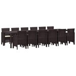 vidaXL Ensemble de salle à manger pour jardin 13 Pièces Marron