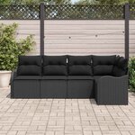 vidaXL Ensemble de canapé de jardin avec stockage 5 Pièces Noir polyrotin