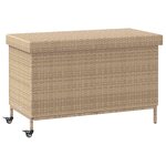 vidaXL Boîte de rangement de jardin et roues résine tressée
