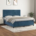 vidaXL Sommier à lattes de lit et matelas Bleu foncé 160x200cm Velours