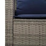 vidaXL Canapé de jardin 2 places coussins et table gris résine tressée