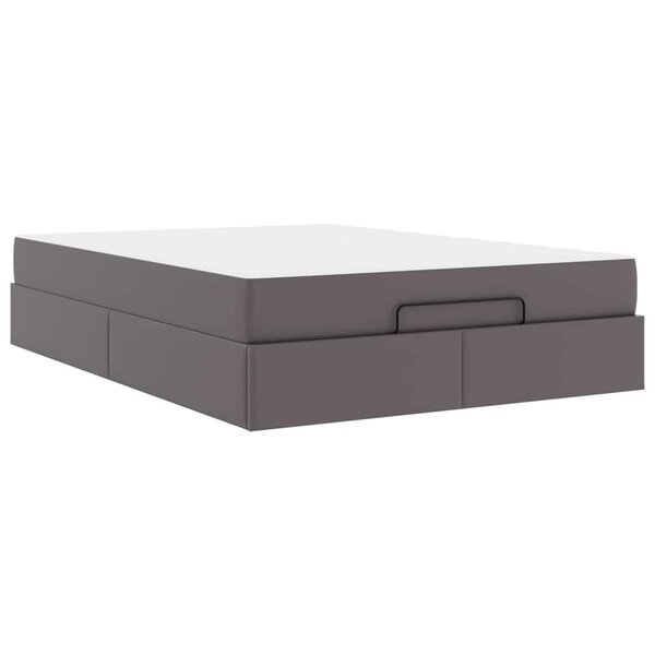 vidaXL Cadre de lit avec matelas Gris 140 x 200 cm Faux cuir