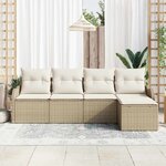 vidaXL Ensemble de canapé de jardin Beige polyrotin